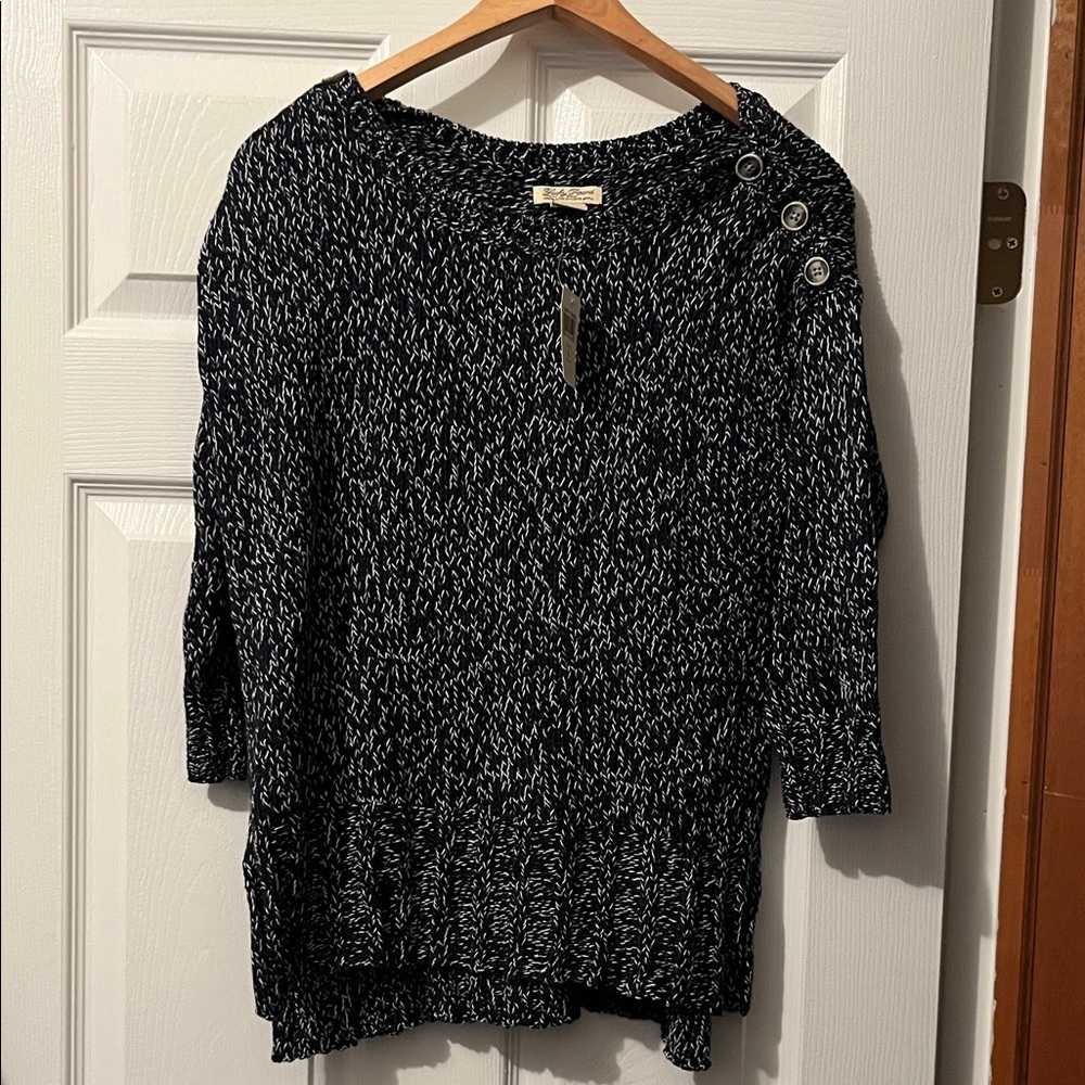 Lucky Brand Off-Shoulder Black and White Sweater